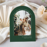 Classy Arched Green Modern Christmas Family Photo Holiday Card<br><div class="desc">Celebrate Christmas in style and share the love with your friends and family with our classy,  simple,  and oh-so modern evergreen Christmas holiday family photo card.</div>