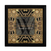 Classy Art Deco Black Gold Wedding Anniversary Box