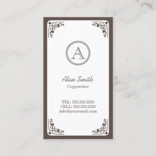 Classy Art Deco Border Copywriter Business Card