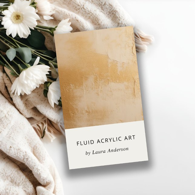 Classy Artistic Beige Gold Oil Paint Texture Business Card (Creator Uploaded)