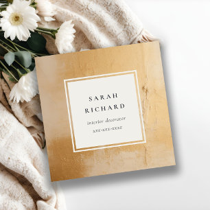 Classy Artistic Beige Gold Oil Paint Texture Square Business Card