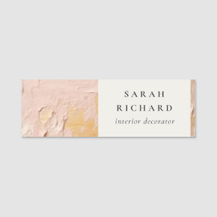 Classy Artistic Bush Pink Gold Oil Paint Business Name Tag
