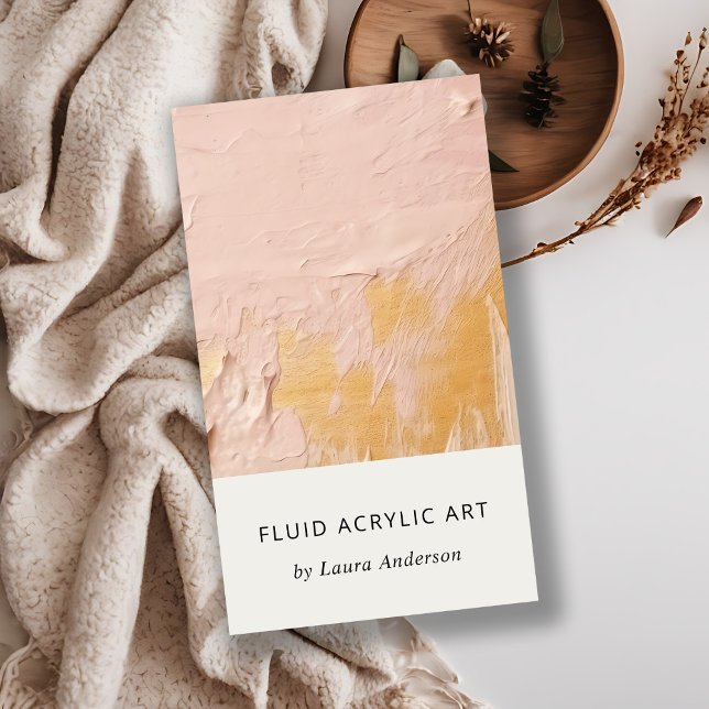 Classy Artistic Bush Pink Gold Oil Paint Texture Business Card (Creator Uploaded)