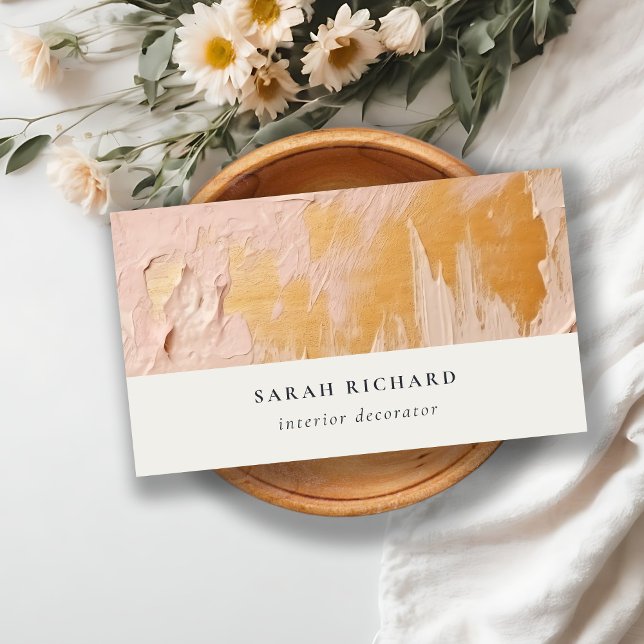 Classy Artistic Bush Pink Gold Oil Paint Texture Business Card (Creator Uploaded)