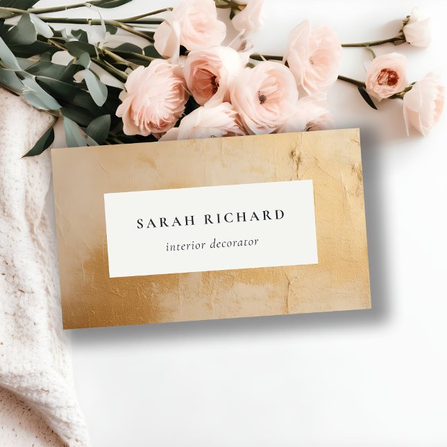 Classy Artistic Chic Beige Gold Oil Paint Texture Business Card (Creator Uploaded)