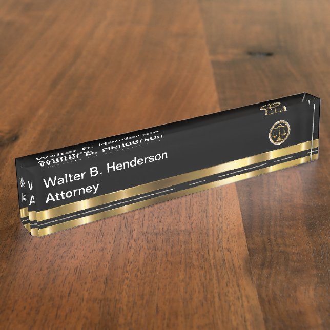Classy Attorney At Law Desk Plaque Nameplate (Side)
