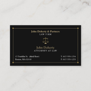 Classy Attorney at Law Lawyer Black Gold Business Card