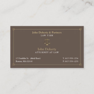 Classy Attorney at Law Lawyer Brown Gold Business Card
