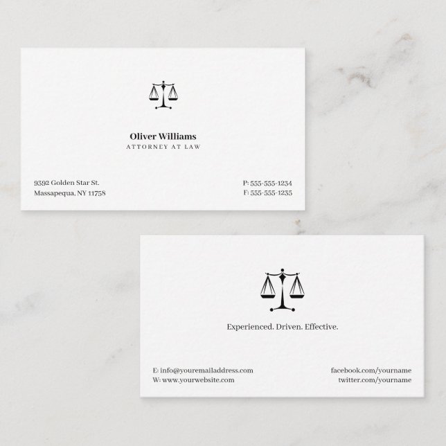 Classy Attorney at Law | Lawyer Business Card (Front/Back)