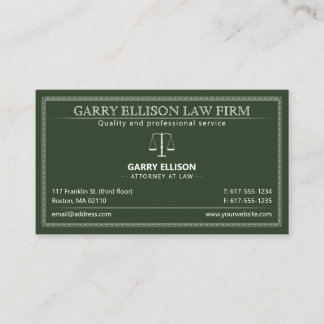Classy Attorney at Law | Lawyer Dark Green Business Card