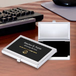 Classy Attorney Business Card Holder<br><div class="desc">Classy Attorney business card holder with modern design that includes a gold looking law scale and gold design line element all digitally printed on the cover. Lets you personalise and make your own by customising the text on the front to give your presentation a professional touch and great first impression....</div>