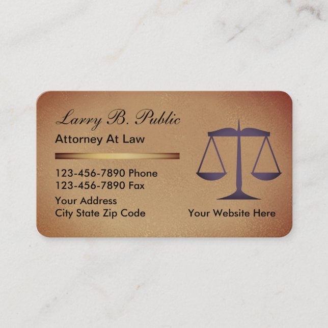 Classy Attorney Business Cards (Front)