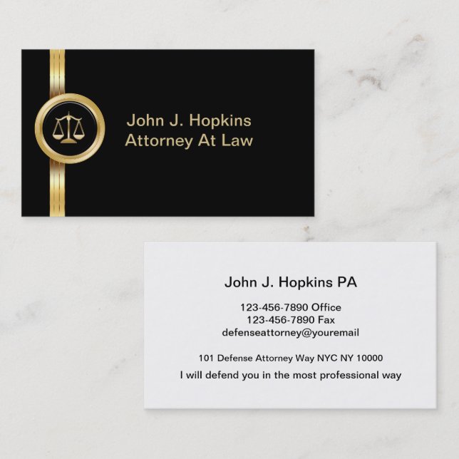 Classy Attorney Business Cards (Front/Back)