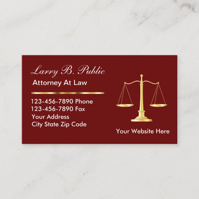 Classy Attorney Business Cards (Front)