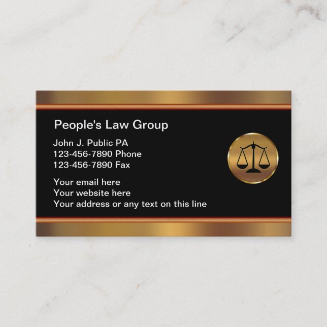 Classy Attorney Business Cards (Front)