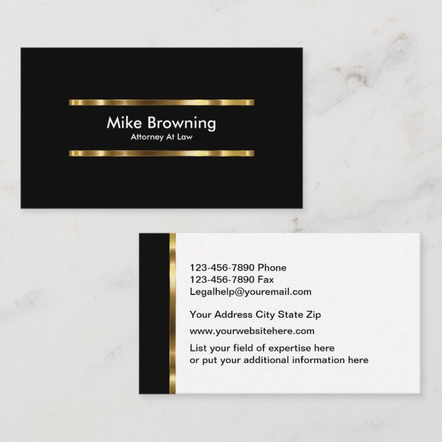 Classy Attorney Business Cards (Front/Back)