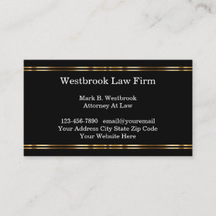 Classy Attorney Gold Tone On Black Business Card