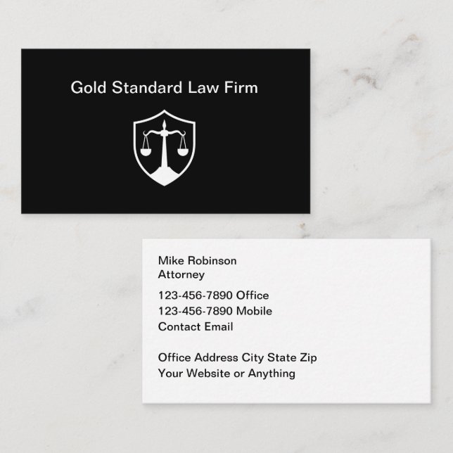 Classy Attorney Law Office Business Cards (Front/Back)