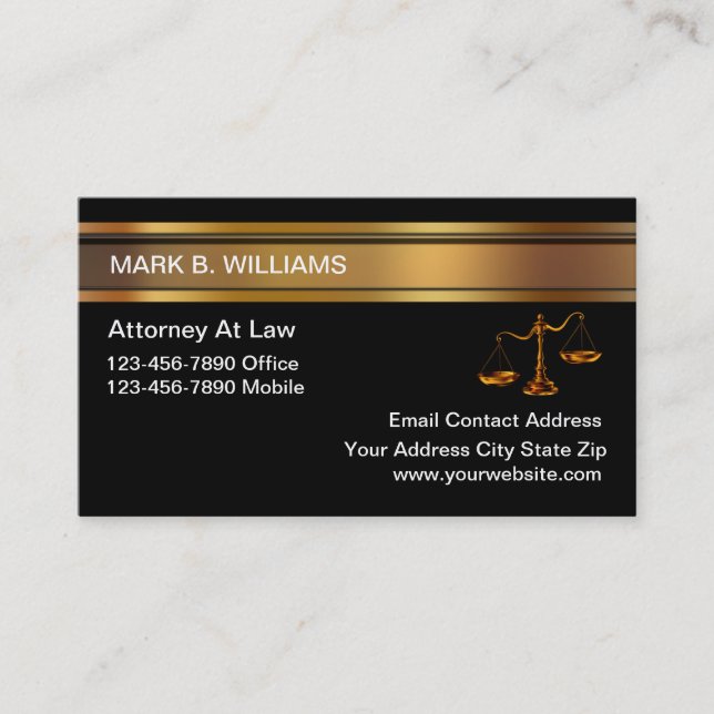 Classy Attorney Law Office Business Cards (Front)