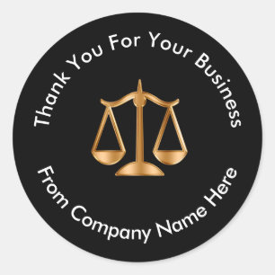 Classy Attorney Legal Logo Thank You Classic Round Sticker
