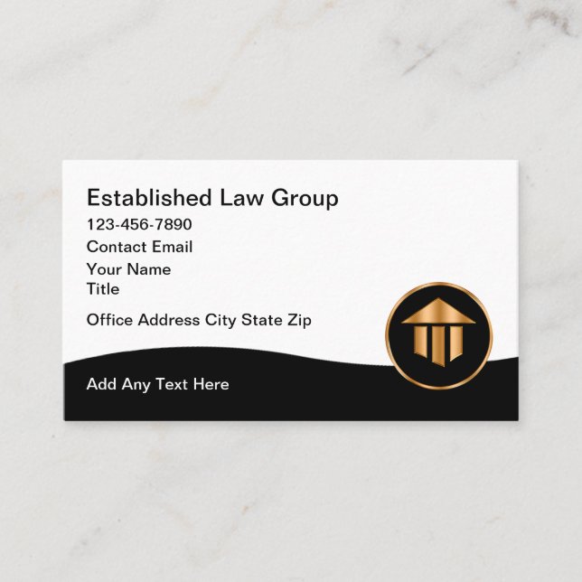 Classy Attorney Logo Business Cards (Front)