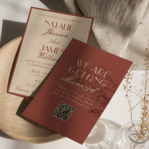 Classy Auburn Copper Old Money QR Code Wedding Invitation