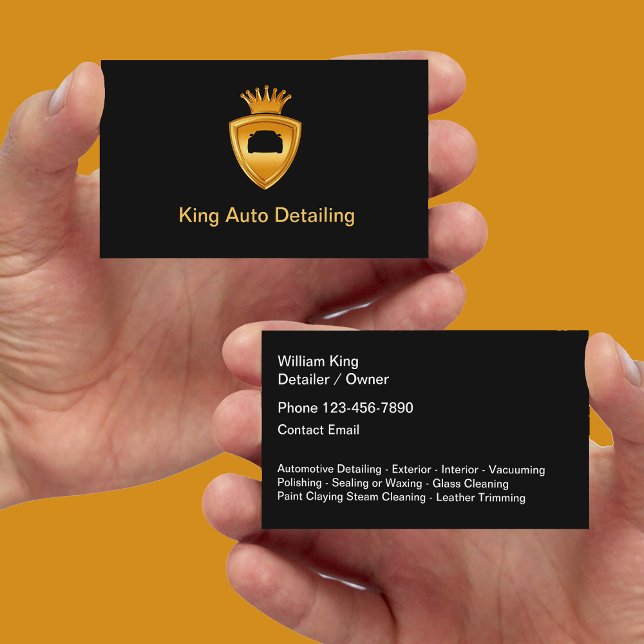 Classy Auto Detailing King Crown Theme Business Card (Creator Uploaded)