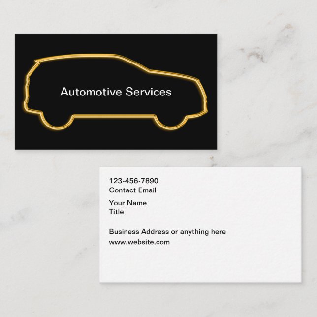 Classy Automotive Gold Car Business Cards (Front/Back)