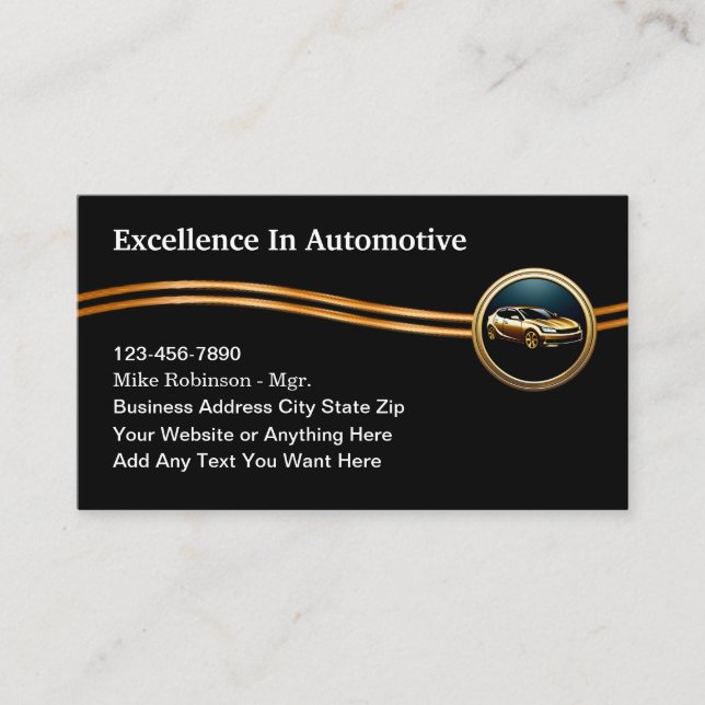 Classy Automotive Services Business Cards (Front)