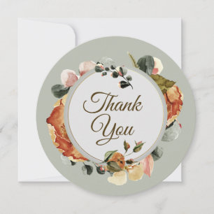 Classy Autumn Floral  Wreath Thank You Card