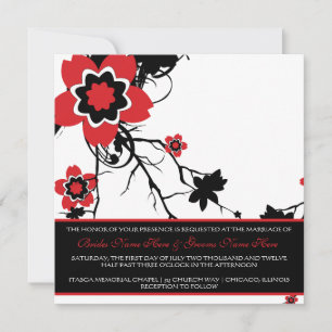 Classy B&W Cherry Blossom Wedding Invite