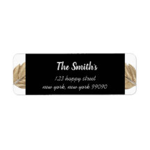 Classy B/W/Gold Flower Return Address Labels