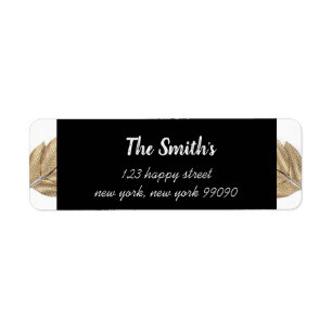 Classy B/W/Gold Flower Return Address Labels