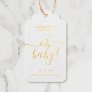 Classy Baby Shower Personalised Gold Foil Gift Tag