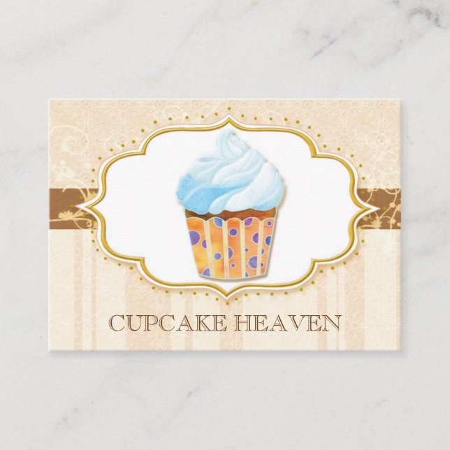 Classy Bakery Cupcake Beige Business Card (Front)
