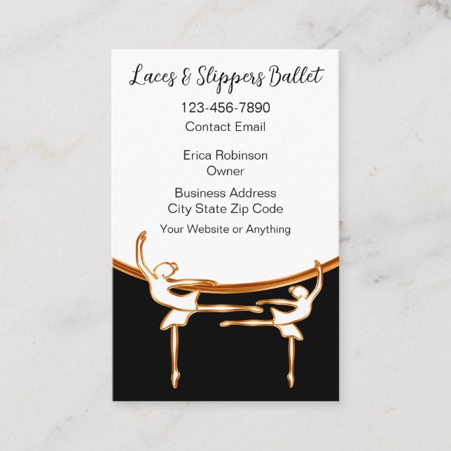 Classy Ballet Dance Class Theme Business Card (Front)