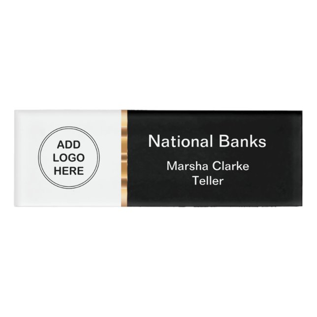 Classy Bank Teller Name Badge Templates (Front)