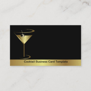 Classy Bartender Gold Martini Cocktail Business Card