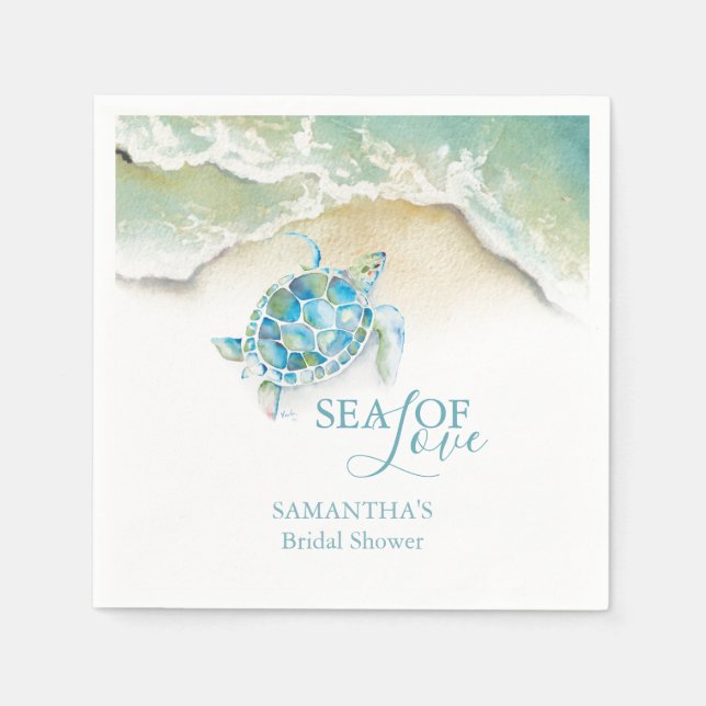 Classy Beach Bridal Shower Napkins (Front)