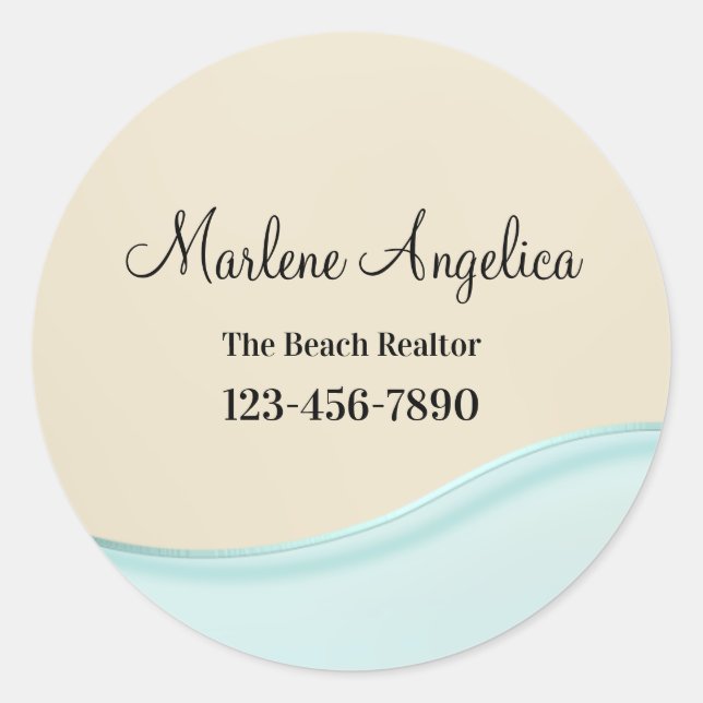 Classy Beach Theme Realtor Sticker Labels (Front)