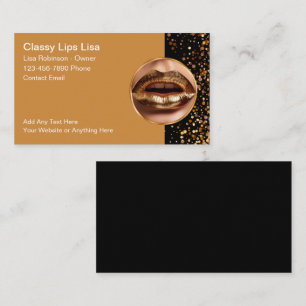 Classy Beauty Gold Coloured Lipstick Business Card