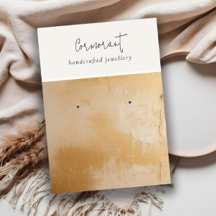 Classy Beige Gold Oil Paint Texture Earring Holder Business Card