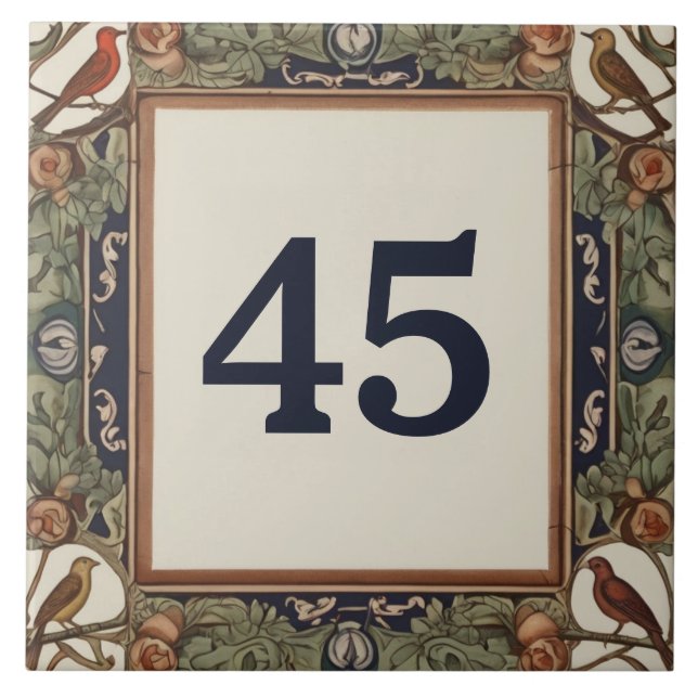 Classy Bird Custom House Number Plate Sign Plaque Tile (Front)