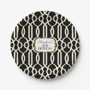 Classy Birthday Party Decor Trellis Lattice Gold Paper Plate