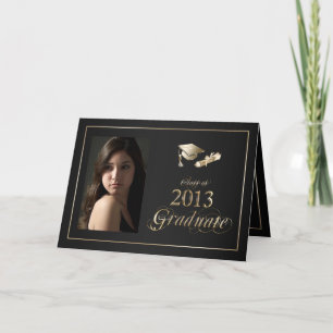 Classy Black and Gold 2013 Graduate Photo Invite