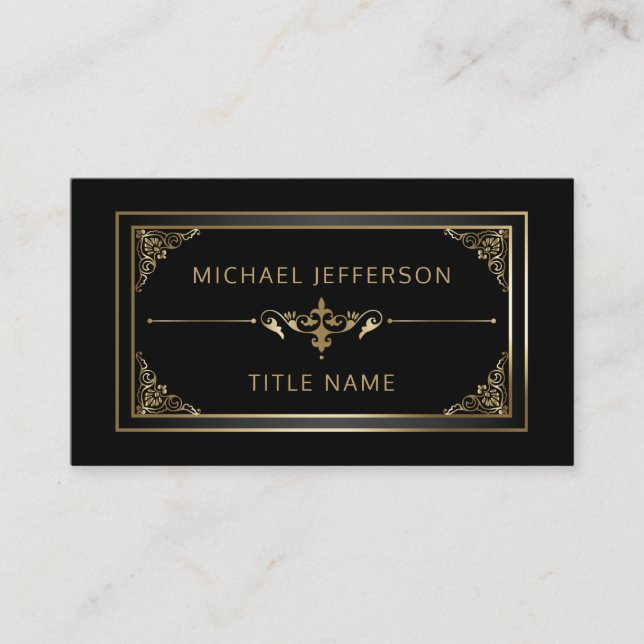 Classy Black and Gold Business Card (Front)