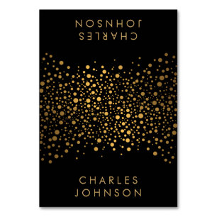 Classy Black and Gold Confetti Dots   Place Cards