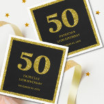 Classy Black And Gold Glitter 50th Birthday Party  Napkin<br><div class="desc">Exquisite 50th Birthday Paper Napkins - 
Make your 50th Birthday or milestone adult birthday party unforgettable with our classy,  elegant black and gold glitter paper napkins. Styled with gold glitter 50 typography on black for a glam touch,  these napkins are perfect to add elegance to your birthday celebration.</div>