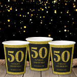 Classy Black And Gold Glitter 50th Birthday Party  Paper Cups<br><div class="desc">Classy 50th Birthday party paper cups- Make your 50th Birthday or milestone adult birthday party unforgettable with our classy, elegant black and gold glitter party paper cups. Styled with gold glitter 50 typography on black for a glam touch, these paper tumblers are perfect to add elegance to your birthday celebration....</div>