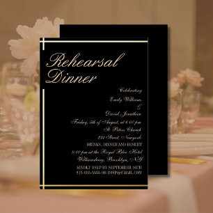 Classy Black and Gold Rehearsal Dinner
